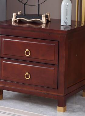 柜I实L新中式木床头简约现代小型黑57491檀胡桃木色卧室储主卧物