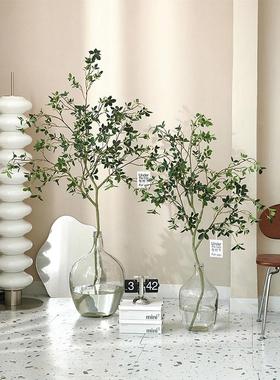 仿真绿厅植YVC山茶树枝客服店落地装装饰钟枝假树仿生植物橱窗吊