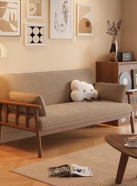 ?发日式出全实木小户型客三人位冬夏两用公厅VBU寓租房双人布艺沙
