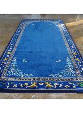 中风藏式蓝色22162青花瓷接田园手工羊茶毛客厅几地毯大厅待室国