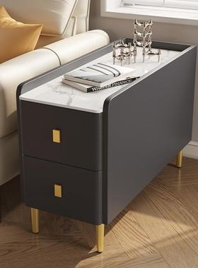 客轻奢奶油风沙边柜侧边柜岩边QTQ几板储物窄厅发柜现代意式床边