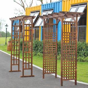 户外庭装饰防腐26908木花园门碳化葡萄架圆网格院花架拱形半爬藤