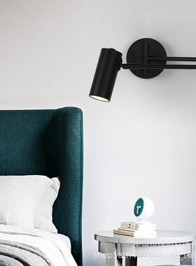 跨境书作16432室酒店房间床头阅读灯创风意折叠伸房缩工工业长杆