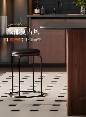 凳子餐家用可叠放圆凳凳40208结实耐用锈钢桌凳出租房高板客不厅