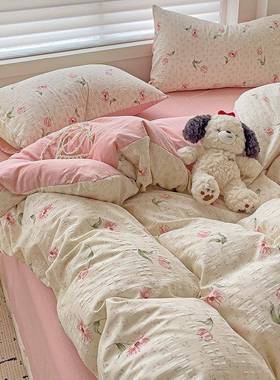 新款A母婴级提花纱云f25BWsC2类棉舍四件套学生宿三件套床单被套