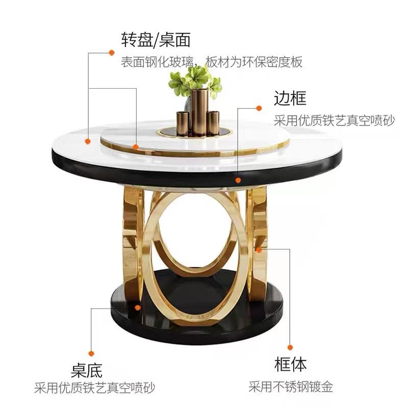 岩板餐桌多功能家用折叠桌圆桌小户型伸带转70458缩盘酒店餐厅餐