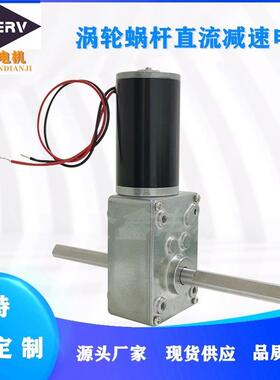 58401ZY轮蜗杆直流2-减速电机双输涡出轴12V4V自锁调速齿YVR轮马