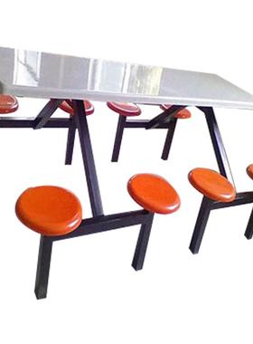 学校员工单位4人6人桌快8人位饭堂连体店不锈钢食85483堂餐餐椅组