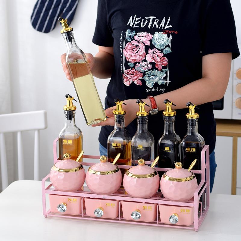 F96SSSM5厨房调料盒套装家用组合装玻轻璃罐油壶储物瓶盐味奢精可