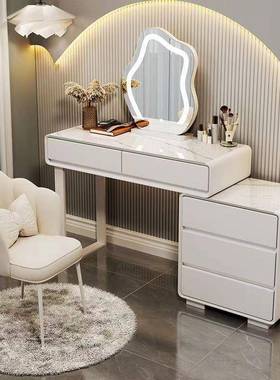 新款实木卧室梳单妆台35085全实岩板简现代斗柜收纳约柜一木体化