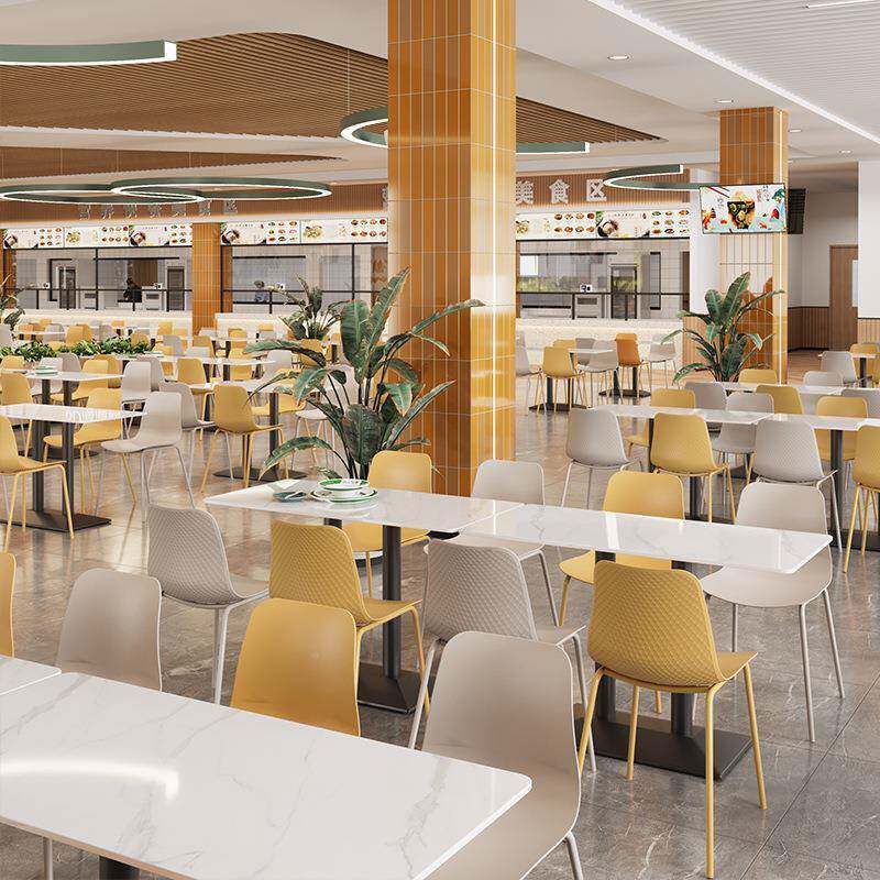 公工厂员工饭堂餐桌NJM商椅食用餐饮店饭店学司校学生堂岩板桌椅