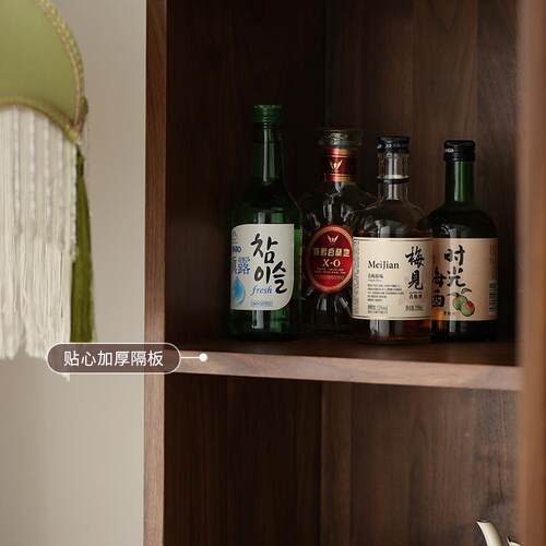 美式边木立柜电视PIO柜柜北餐美黑胡桃实木高柜复古储物酒柜客厅