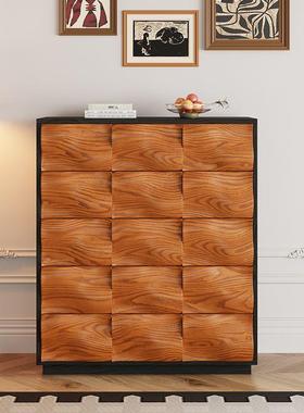 中古风实木合柜26434多层创意客厅涟漪柜中古收风储物纳组视柜电