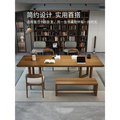 约实木书桌去大客厅书化大长书桌房学习写字桌简原木板办92068公