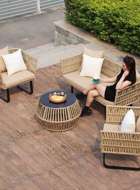 藤编户外沙发绳编发沙墅花44533园庭院发藤沙发别户外休闲沙沙发