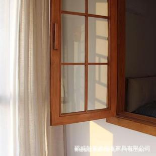 对新中门式实木窗花格框架推拉窗左右平开户民宿JUJ窗窗框原木风