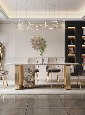 岩意式轻奢亮光餐桌椅长组板合大小户型高端家用现代简约zc41679