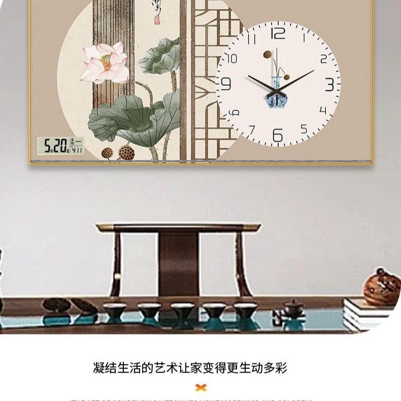 新柿款客厅尚钟表挂画简约挂钟时创意餐厅饰画轻奢时装钟新中OZP