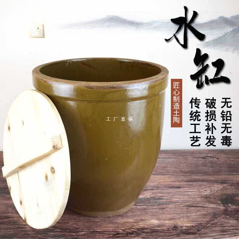 复古土陶中式带盖耐高温米缸