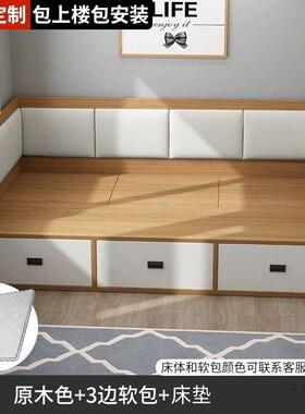 现床简榻约榻米床31721小户型省空间软包床收纳代储物抽屉落地高