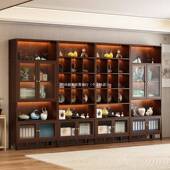 新中式 非实木博古架茶室背景置架多宝23000阁架示商用断带隔灯展