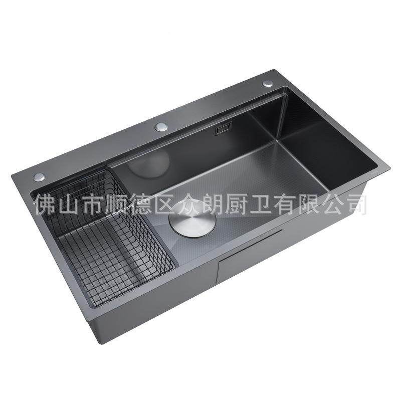 3065394不*锈纹钢大单槽黑金蜂刚窝压台上盆洗碗机水槽替换尺寸89