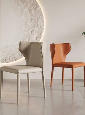 意马式简易家具鞍师皮餐椅43408家用餐厅现代轻耐奢设计餐椅磨靠