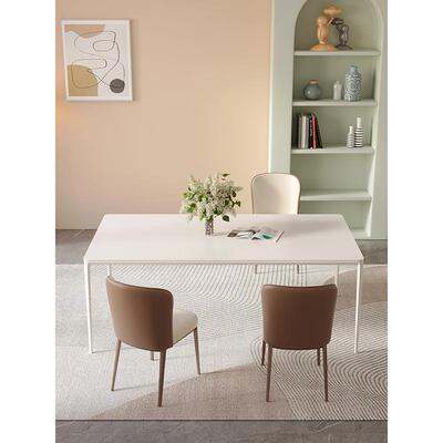 德利约13638丰白岩餐桌家用小户型铝板合金现代简家用轻奢极简饭