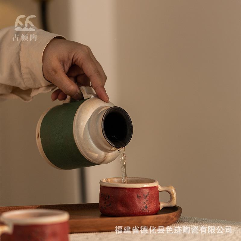 瓶手工手陶瓷粗陶复古茶醒罐储340存罐彩创意暖水陶瓷罐家用