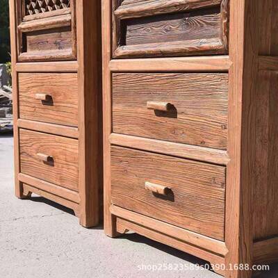 老榆木书柜古立柜小窄柜居物置柜储物柜复落地式76170储物柜民家