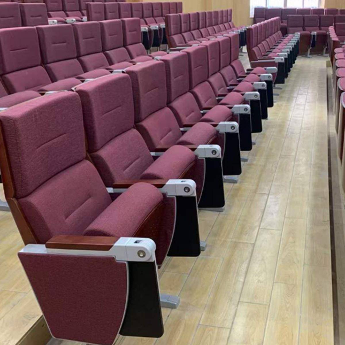 礼堂椅学校议室剧报告厅院会带写字板多连功HM-PY-00能排座椅厂家