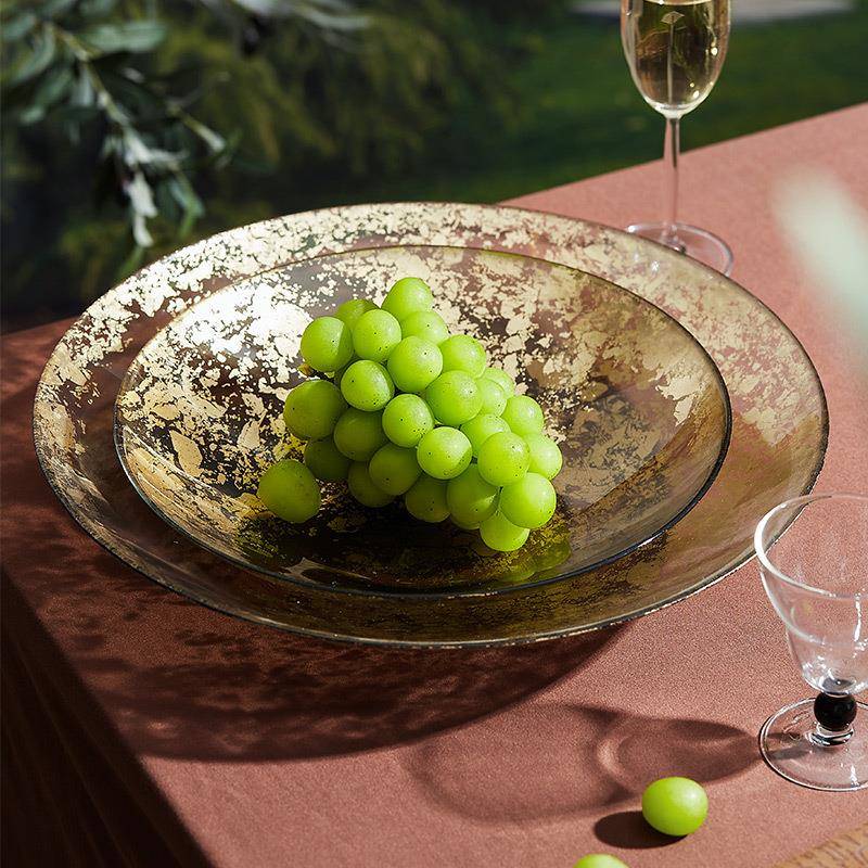 02DPA5新款高端时尚轻水果盘大号水晶玻璃盘家用客厅茶沙几拉2盘