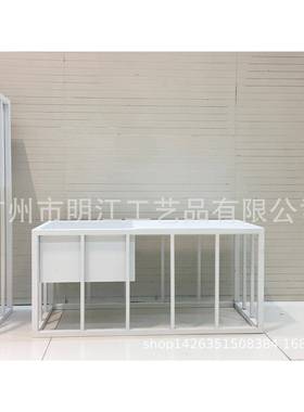 铁艺UGV花白色方形金属花架架梯楼间摆件装饰品