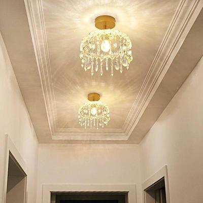 轻奢水晶玄19222吸顶灯入户式台关楼梯过帽道灯法式复古阳衣间玻