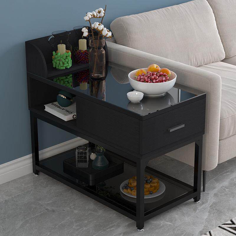 轻奢约沙茶发边柜边角几客厅钢化玻璃侧边柜储物CYW柜边角几桌小