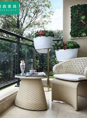 户外藤沙发庭椅组合露民宿酒店别NCG天墅花园休闲阳台藤编沙院发