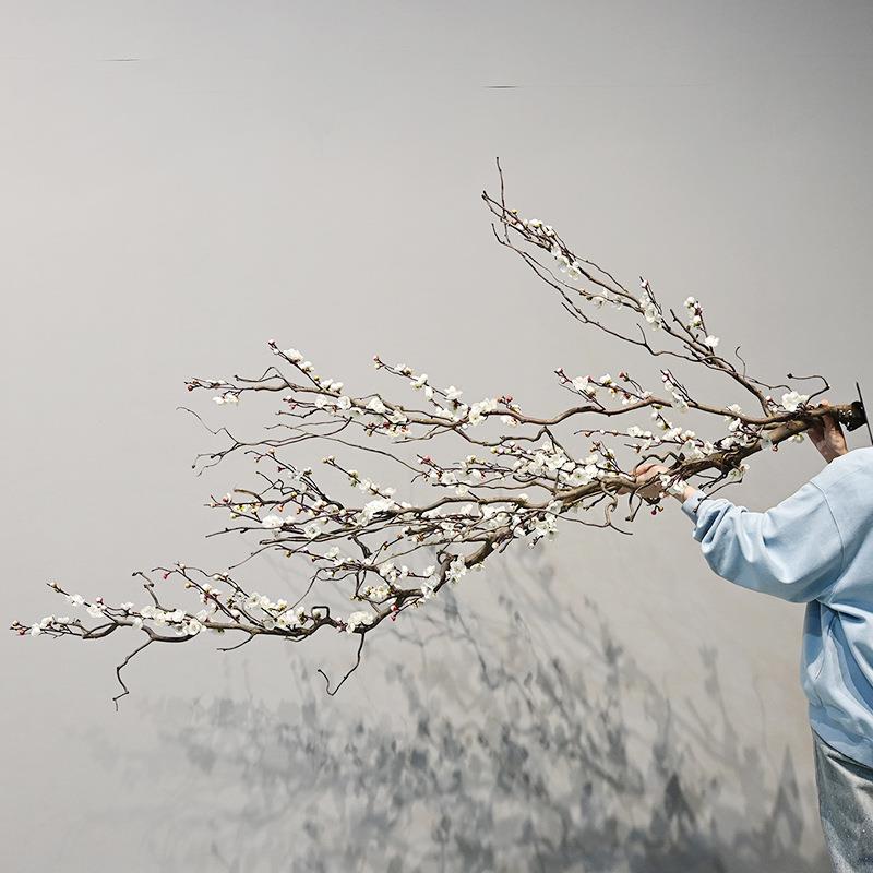 仿真白悬挂色梅树花树倒挂壁挂墙装面饰仿真植物造景KSA中式室内