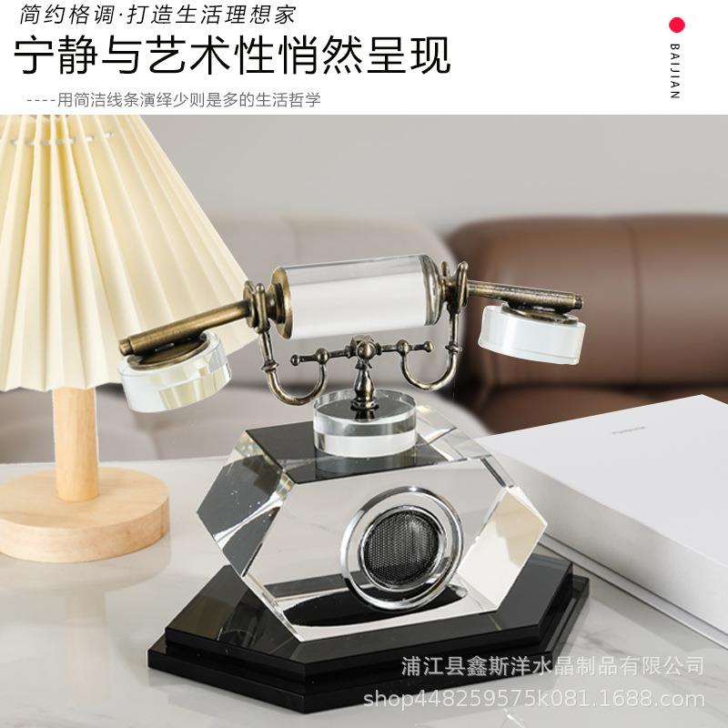 现代复古水晶电话机摆ETP样板间售处销售楼中心桌客厅工艺面装件