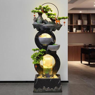 流CJN摆件循环水现代客轻水奢家居厅招鱼缸电财视柜旁落地景观装