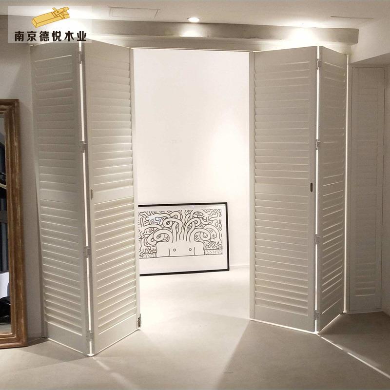 纯实木活动透百叶折叠门GLP阳台厅遮光推拉门客气对开背景装饰木