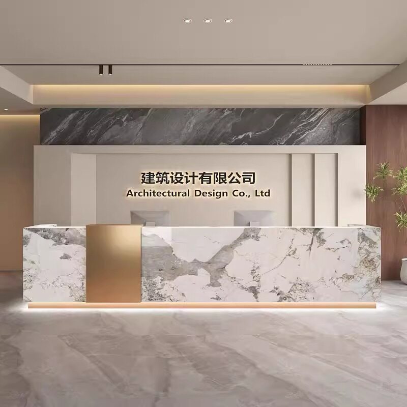简约现代大理石纹路转角前台