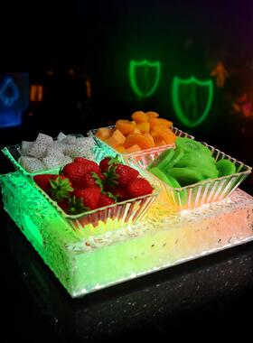 亚克力LED发吃光小盘子拼盘酒吧KTV专水盘架MPZ创意用四六格果果