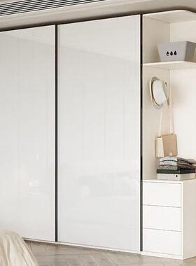 储衣柜推拉门sj卧室高光白色极简一门到顶木物实移门大亮衣橱可