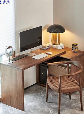 北卧美胡黑桃木书桌全实木办公桌家电NFS用脑桌室桌办公桌写字台