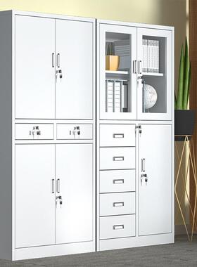 文件柜铁皮IBA物柜落地资柜档案柜储用家带玻璃门收纳料柜办公室