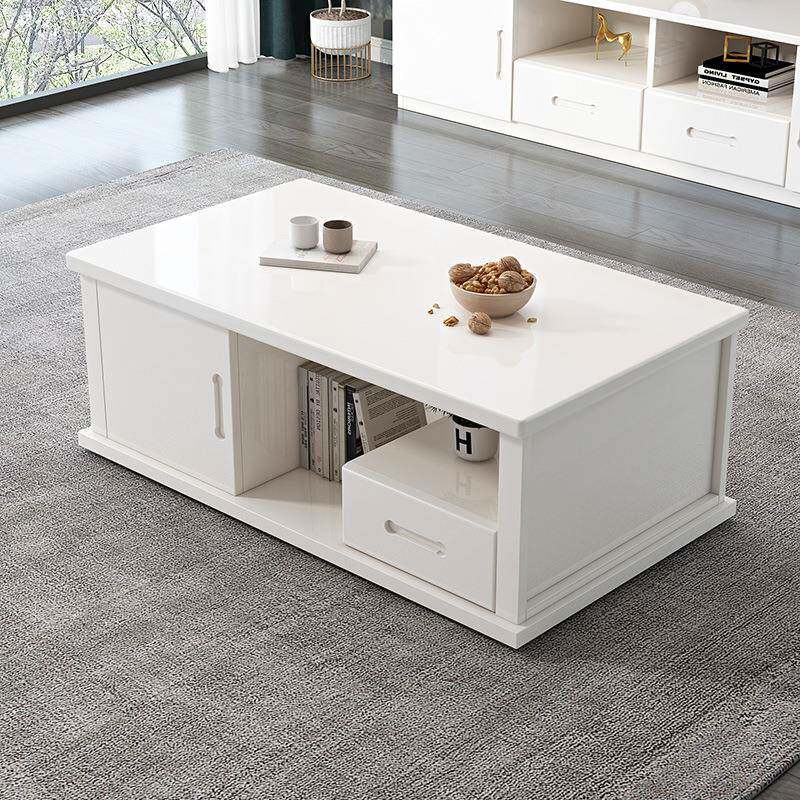 实木茶几电视柜色组合新式轻奢小户WHB型客厅家用白地柜中收纳柜