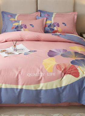 高端棉斜纯纹四件套100全棉布料宫大版BWF花套廷被罩1.8中式床上