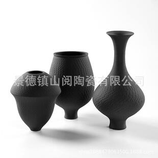 手工素花瓶客厅件中摆式烧插花古典陶瓷美式饰YAE装复古玄关瓷器