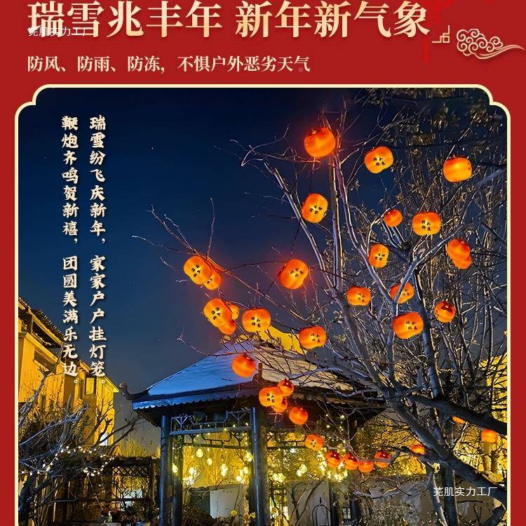 太2CFP025新款阳能柿子灯户装外庭院彩灯氛围串灯笼院子挂树上灯