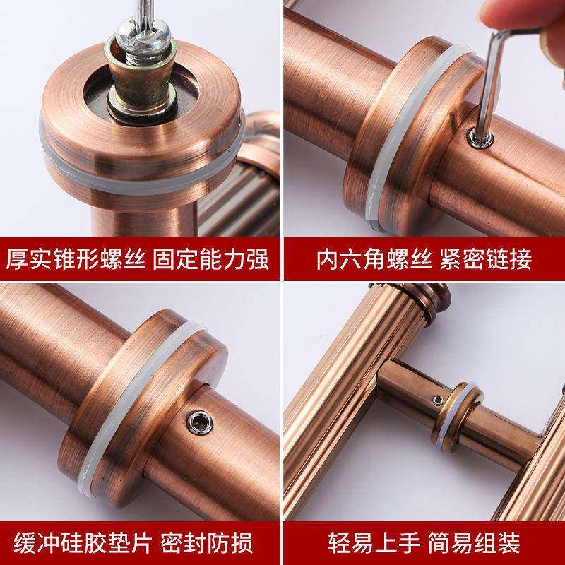 高档玻门璃大拉手欧式红古铜圆管框对黑开门加厚色酒有店大门NME